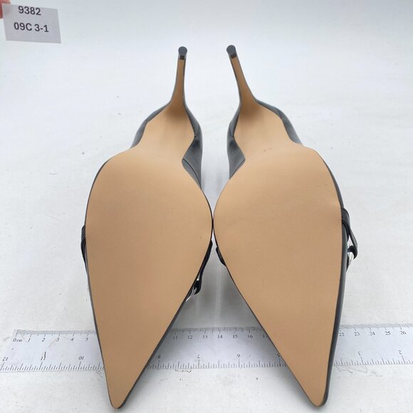 FSJ Black Stiletto High Heels Pumps Pointed Toe Metal Chain Decor Formal Shoes - Picture 6 of 7